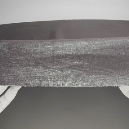 Medium Weight Linen Woven with Metallic Foiling - Smoke Gray and Silver - Bianca Collection