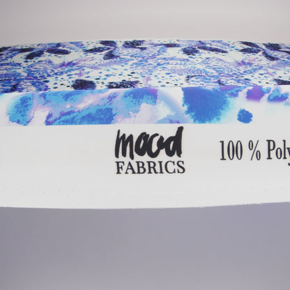 Polyester Satin - Purple, Blue and Black Abstract Florals and Spots - Mood Exclusive Mirage Botanique Print