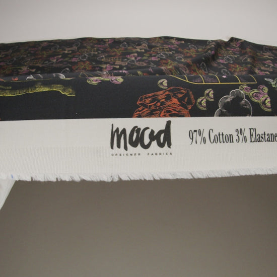 Stretch Cotton Sateen - Black Trees and Windows - Summer Nights Print - Mood Exclusive Citrus Collection - Image 6 of 7