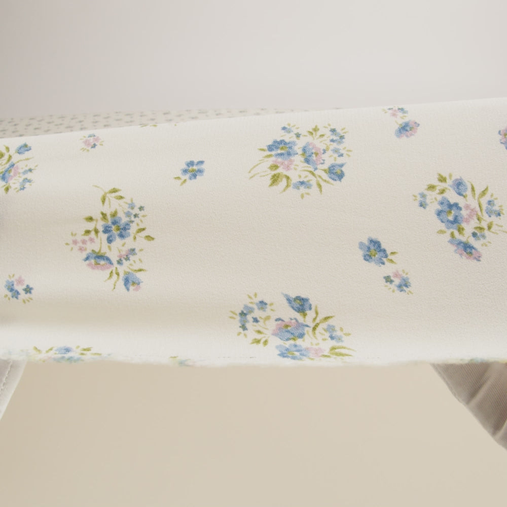 Sustainable Viscose Crepe Print - Steel Blue, Lilac Purple and Cream Floral - Designer Deadstock - Image 6 of 6