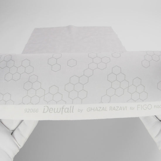 Printed Quilting Cotton by Ghazal Razavi for FIGO Studio - Gray on Gray Hexies - Dewfall Collection