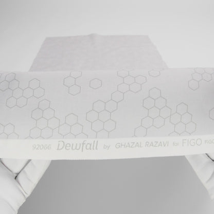 Printed Quilting Cotton by Ghazal Razavi for FIGO Studio - Gray on Gray Hexies - Dewfall Collection