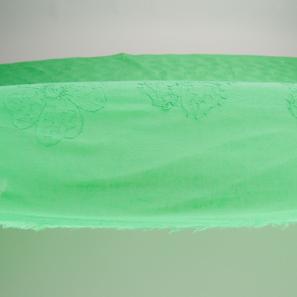 Embroidered Eyelet Cotton Voile - Ming Green Big Tossed Flowers - Naomi Collection
