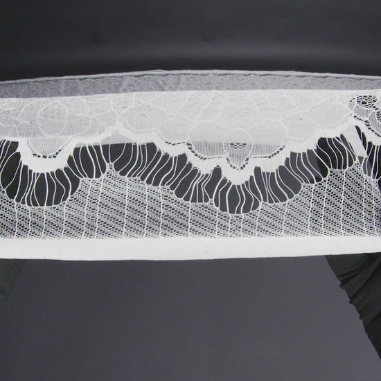 Chantilly Lace with Scalloped Borders - White All-Over Florals