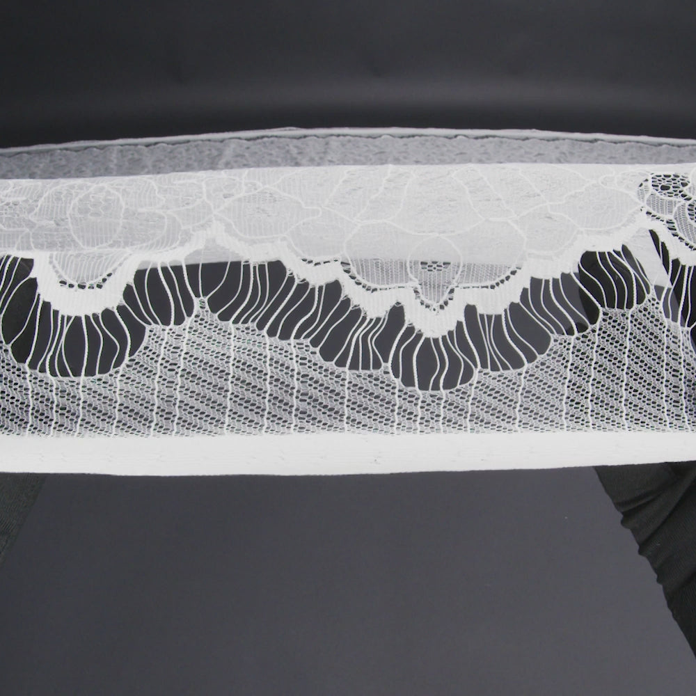 Chantilly Lace with Scalloped Borders - White All-Over Florals