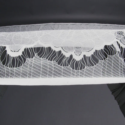 Chantilly Lace with Scalloped Borders - White All-Over Florals