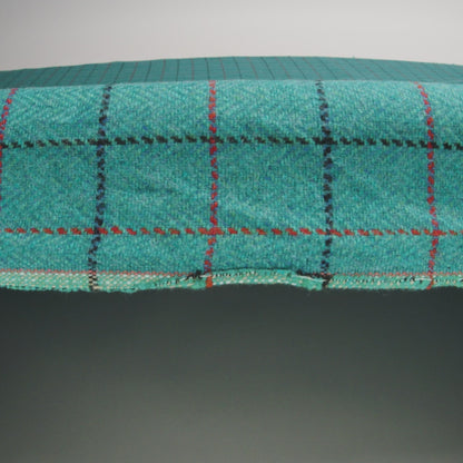 Wool Blend Tweedy Twill - Teal, Red and Navy Blue Herringbone and Plaid