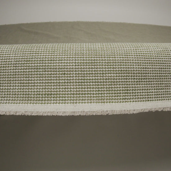 Linen Twill - Beige, Grass Green and White Stripes