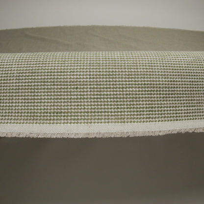 Linen Twill - Beige, Grass Green and White Stripes