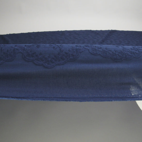 Embroidered Eyelet Cotton Voile - Medieval Blue Flowers on Branches - Naomi Collection