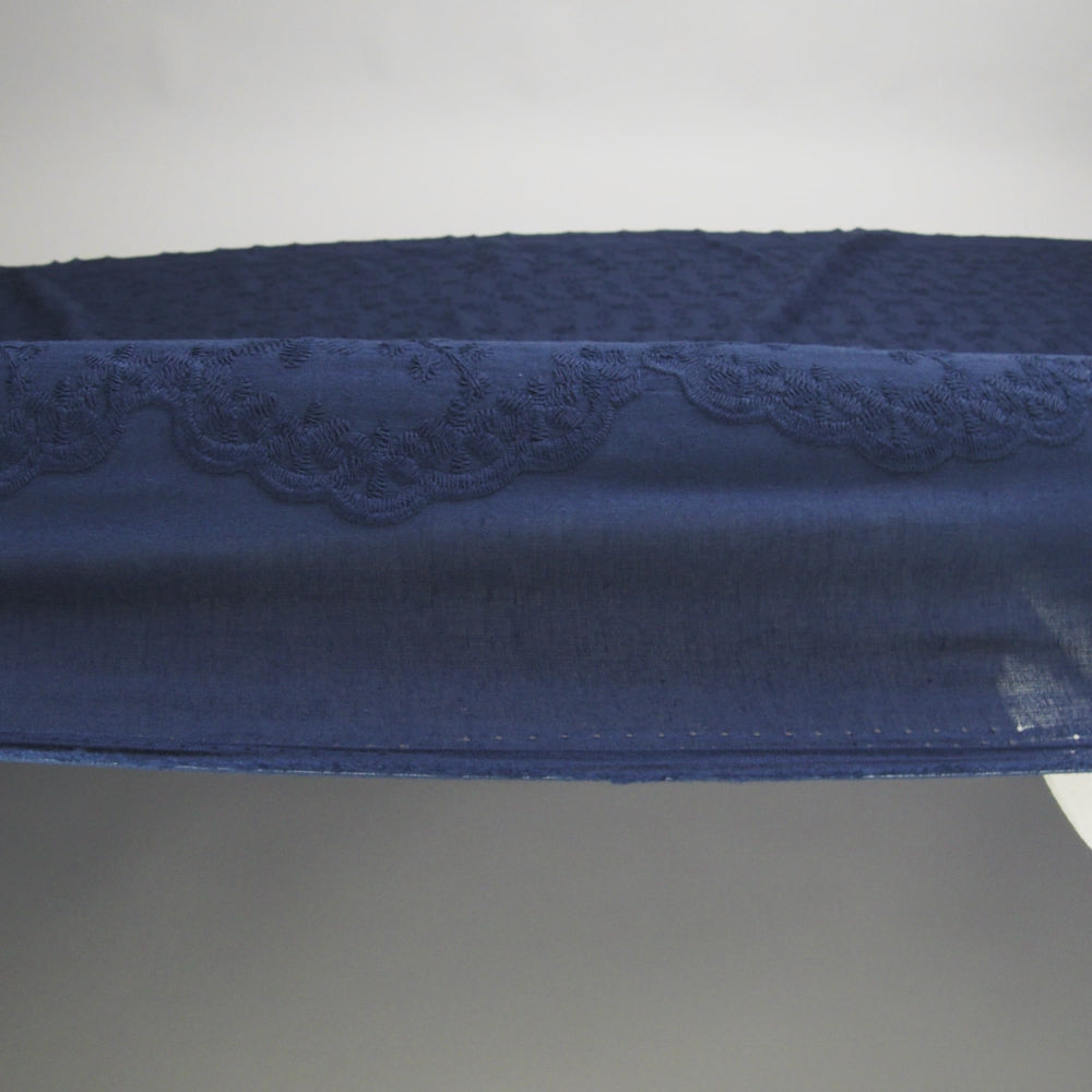 Embroidered Eyelet Cotton Voile - Medieval Blue Flowers on Branches - Naomi Collection