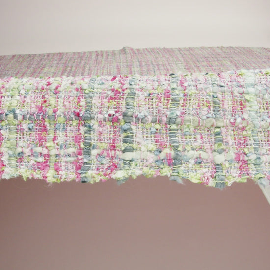 Viscose and Acrylic Chenille Tweed - Baby Pink, White and Sage Green - Newcastle Collection