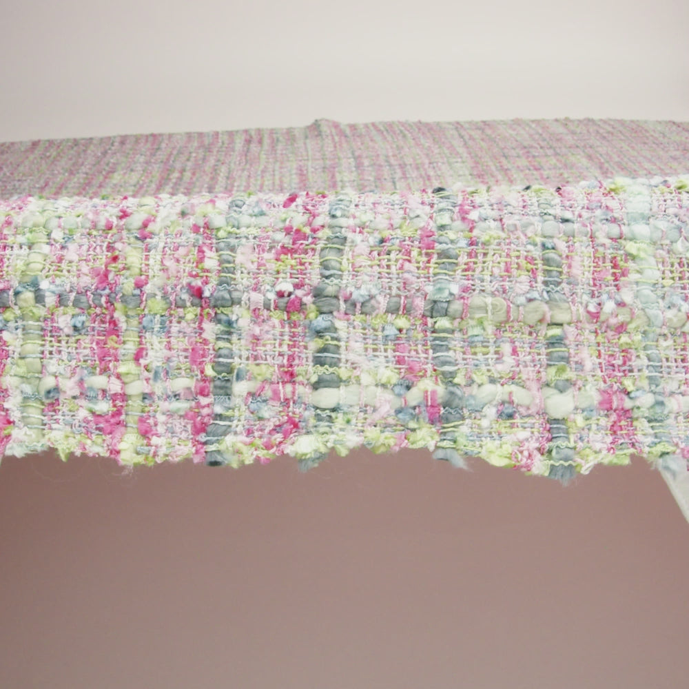 Viscose and Acrylic Chenille Tweed - Baby Pink, White and Sage Green - Newcastle Collection