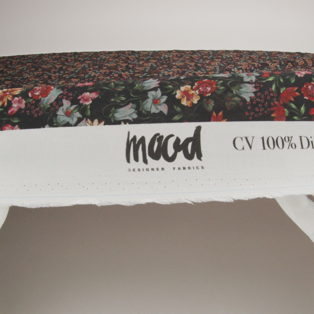 Sustainable Viscose Crepe Print - Black, Light Blue and Yellow Floral - Mood Exclusive Night Air - Image 5 of 5
