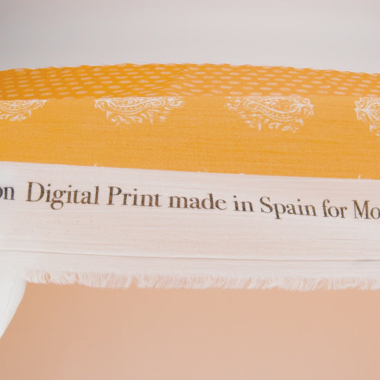 Crinkled Cotton Gauzy Woven Print - Mango Orange Paisley Spots - Mood Exclusive Perhaps Paisleys