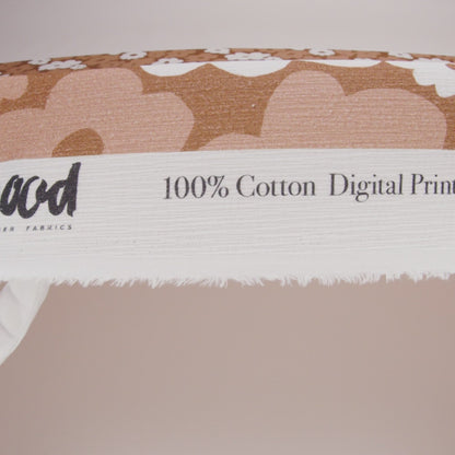 Slubbed Gauzy Cotton Woven - Brown, Tan and White Retro Florals - Mood Exclusive Boogie & Bloom Print