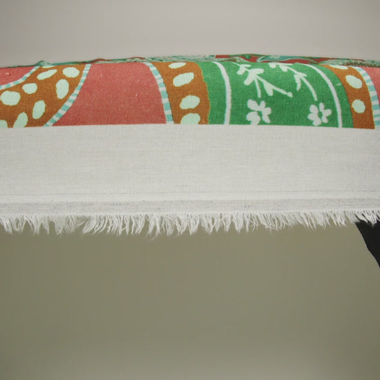 Linen and Rayon Woven - Green, Sky Blue and Ginger Spice Paisley - Mood Exclusive Sprightly Scrolls Print