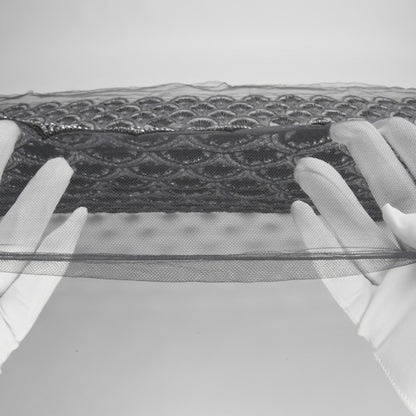 Embroidered and Beaded Lace Tulle with Sequins - Black and Gunmetal Gradient Size Scales