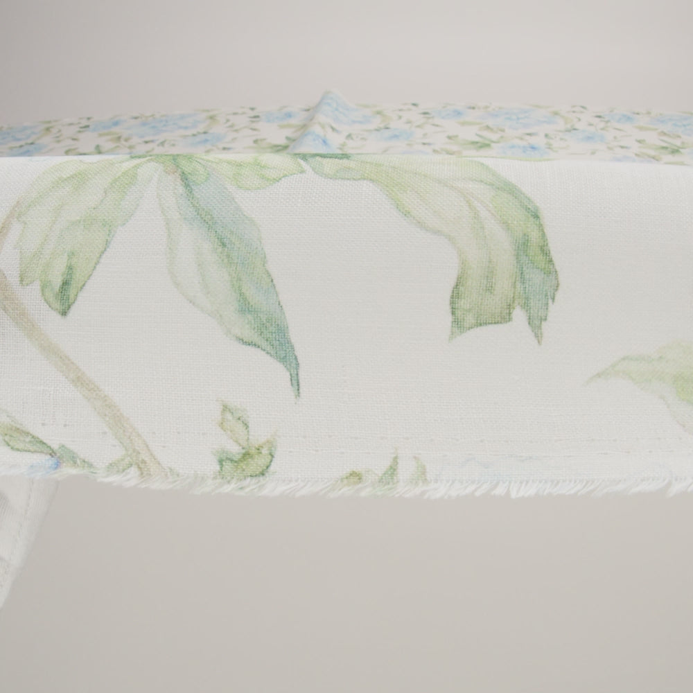 Blue, Green and White Watercolor Roses Medium Weight Linen Woven - Image 6 of 6