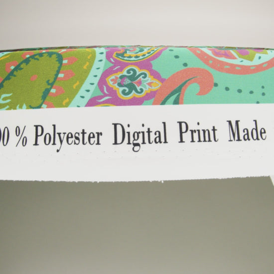 Polyester Satin - Jade Green, Dusty Magenta and Peachy Orange Paisley - Mood Exclusive Swirling Sonata Print