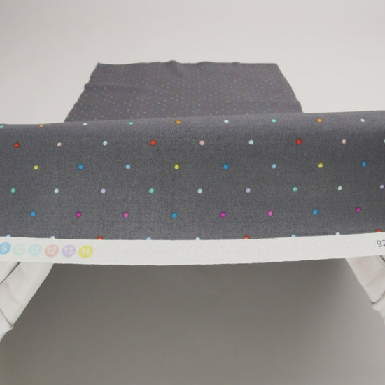 Printed Quilting Cotton by Ghazal Razavi for FIGO Studio - Gray and Rainbow Ditsy Dots - Dewfall Collection