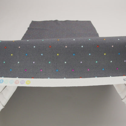 Printed Quilting Cotton by Ghazal Razavi for FIGO Studio - Gray and Rainbow Ditsy Dots - Dewfall Collection