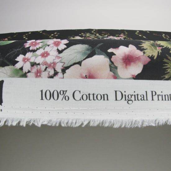 Cotton Voile - Black and Green Birds and Flowers - La Grande Tournee Print - Mood Exclusive Jacques Collection