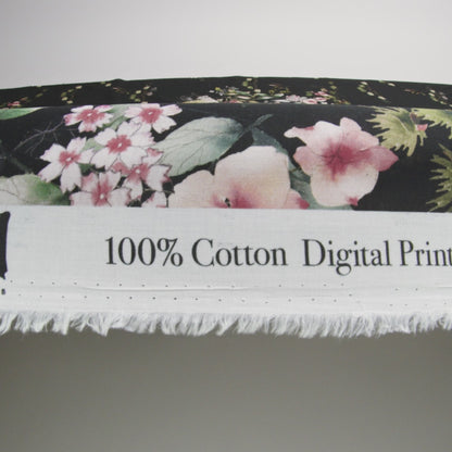 Cotton Voile - Black and Green Birds and Flowers - La Grande Tournee Print - Mood Exclusive Jacques Collection