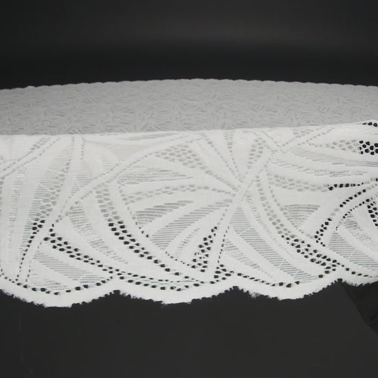 Stretch Raschel Lace with Finished Edges - Ivory Flying Fans - Image 6 of 6
