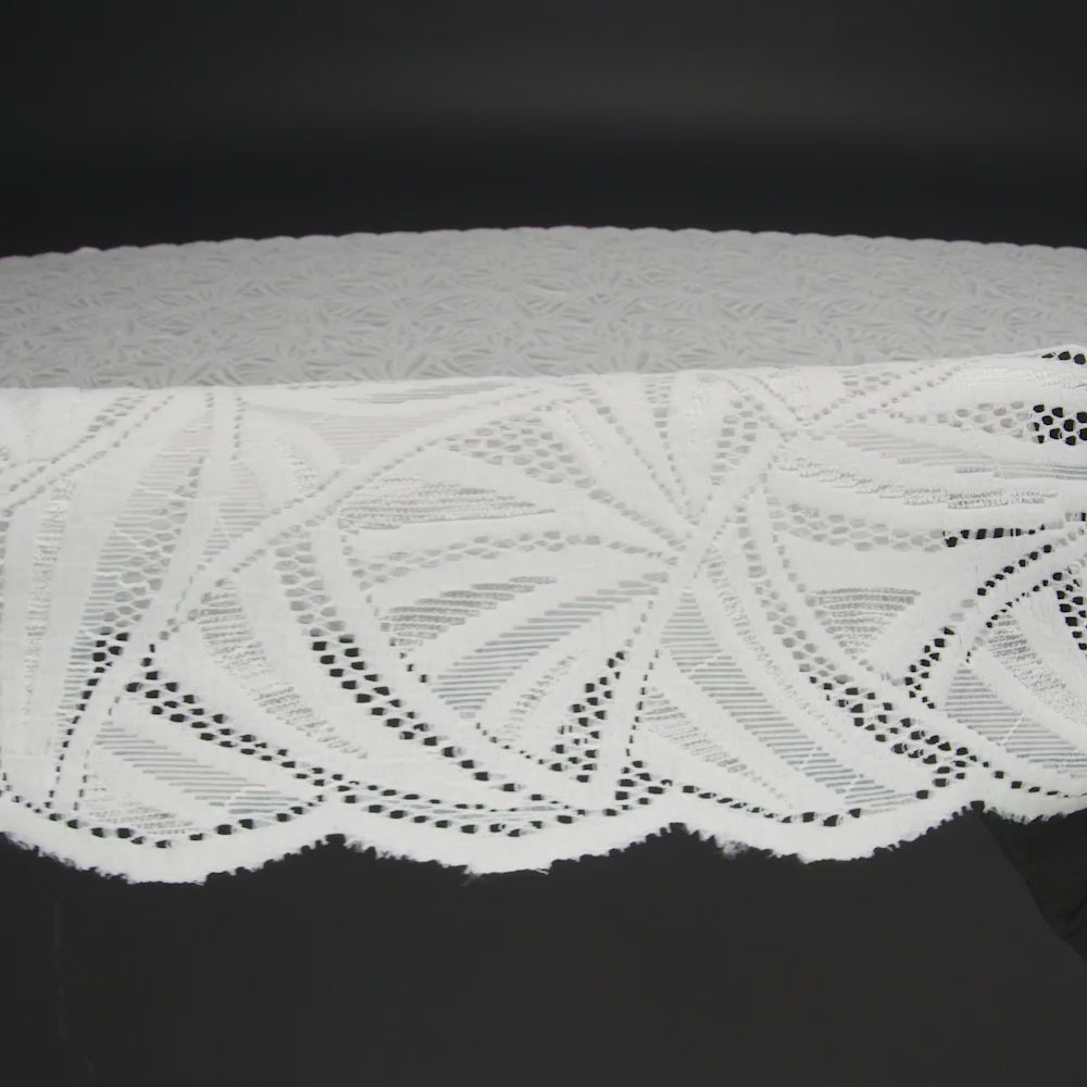Stretch Raschel Lace with Finished Edges - Ivory Flying Fans - Image 6 of 6