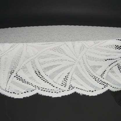 Stretch Raschel Lace with Finished Edges - Ivory Flying Fans