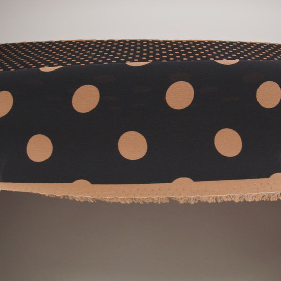 Famous Australian Designer Black and Gold Polka Dot Silk Crepe de Chine