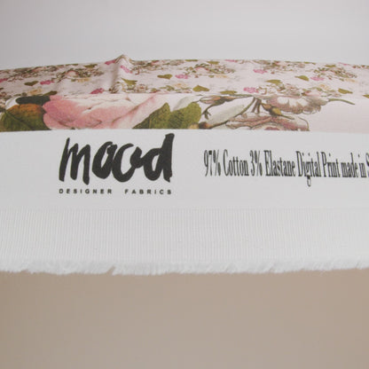 Stretch Cotton Sateen - Silver Peony Floral - Blossoms of the Heart Print - Mood Exclusive Kenko Collection
