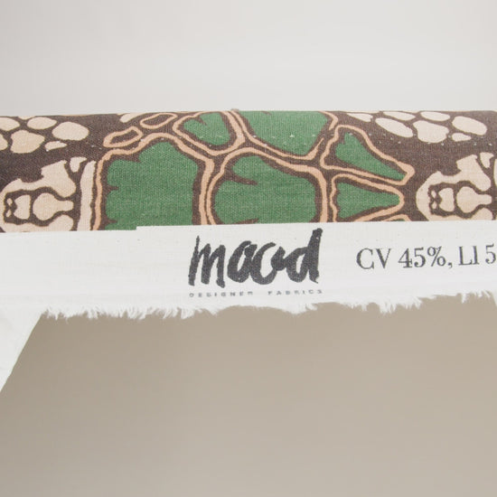 Linen and Rayon Woven - Green and Brown Abstracted Turtles - Turtle Cove Print - Mood Exclusive Palm Beach Collection - Image 6 of 7