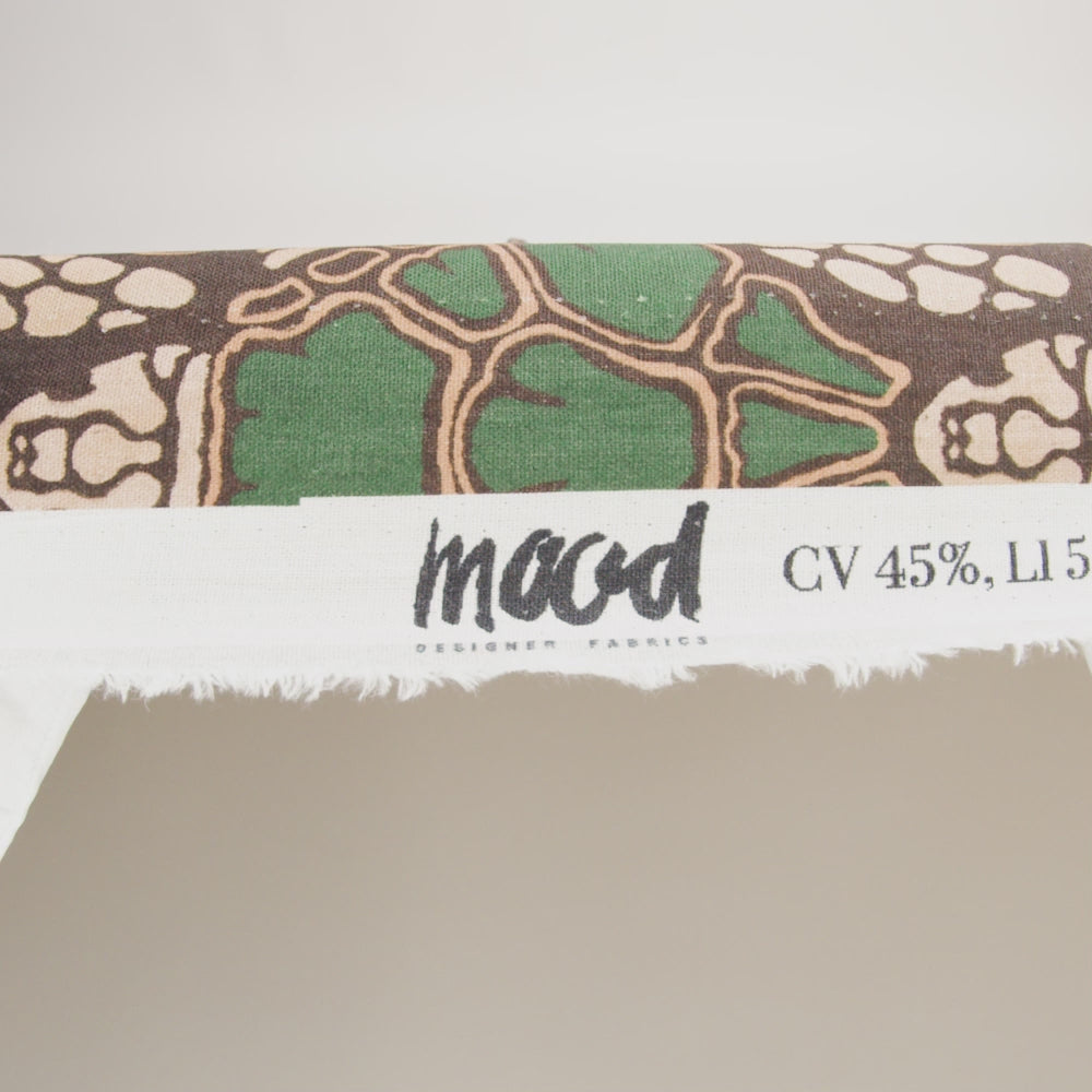 Linen and Rayon Woven - Green and Brown Abstracted Turtles - Turtle Cove Print - Mood Exclusive Palm Beach Collection - Image 6 of 7