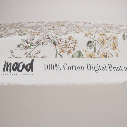 Cotton Voile - White Floral - Blossoms Adrift Print - Mood Exclusive Serengeti Collection