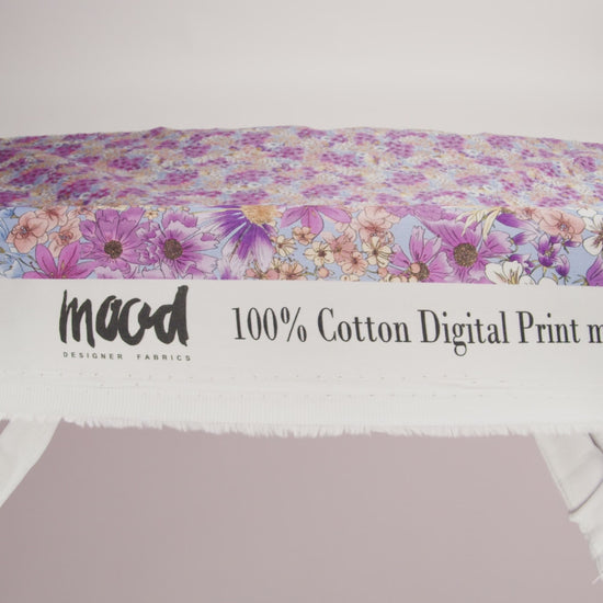 Mood Exclusive Periwinkle Patchwork Perennials Cotton Voile - Image 5 of 5
