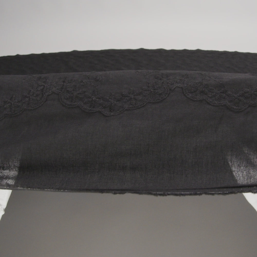 Embroidered Eyelet Cotton Voile - Black Flowers on Branches - Naomi Collection - Image 6 of 7