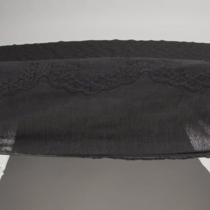 Embroidered Eyelet Cotton Voile - Black Flowers on Branches - Naomi Collection