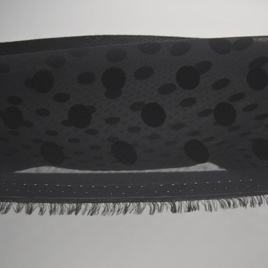 Famous Australian Designer Black Polyester Chiffon with Satin Burnout Polka Dots - Image 5 of 5