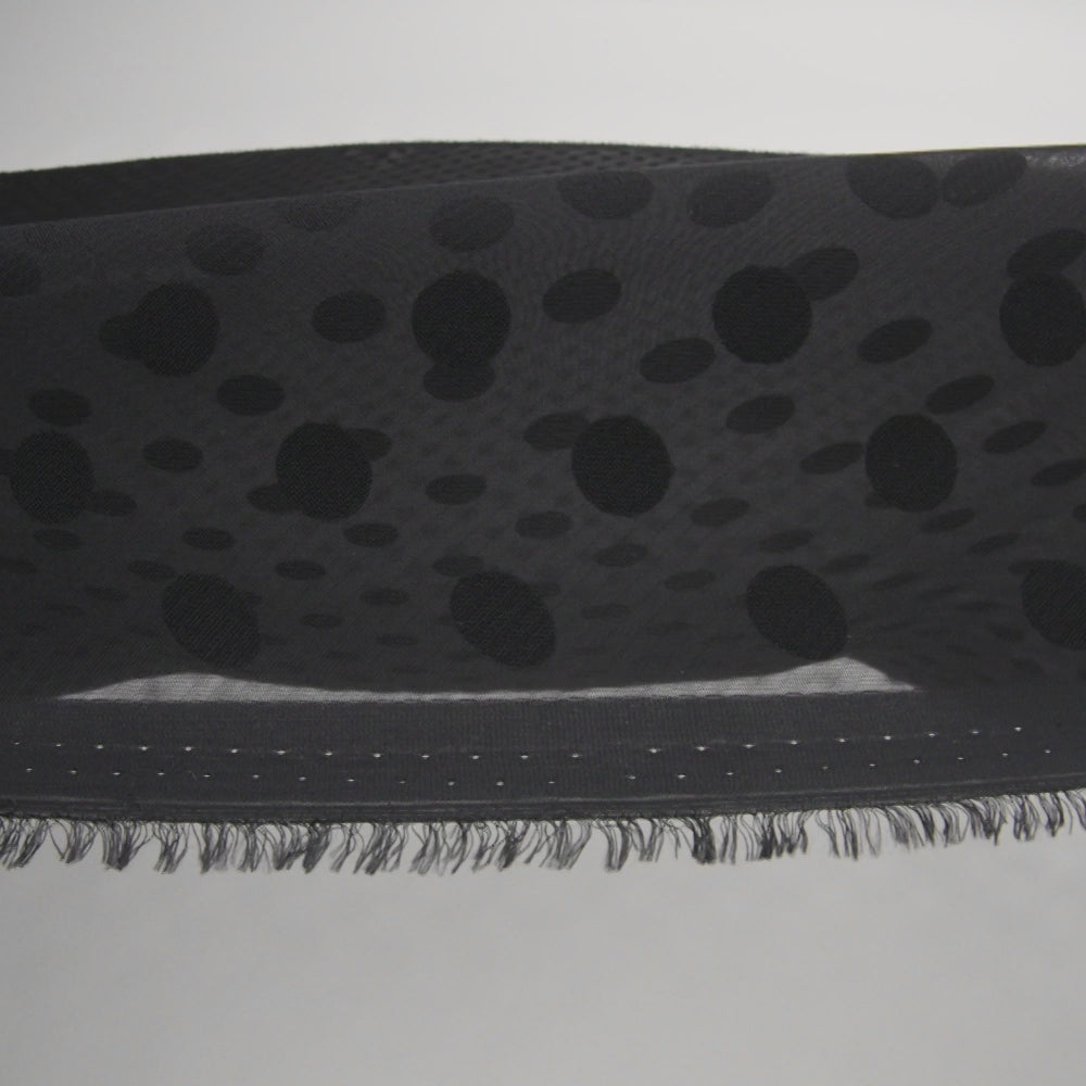 Famous Australian Designer Black Polyester Chiffon with Satin Burnout Polka Dots - Image 5 of 5
