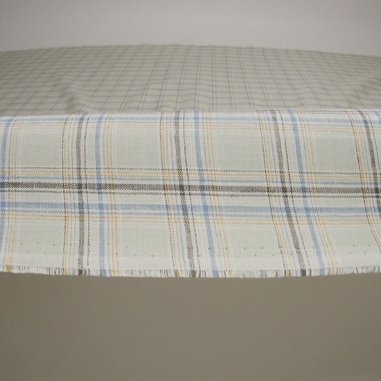 Medium Weight Linen Woven - Light Sage, Yellow and Country Blue Plaid