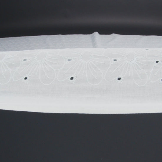 Embroidered Eyelet Cotton Voile - Pale Aqua All-Over Flowers - Naomi Collection