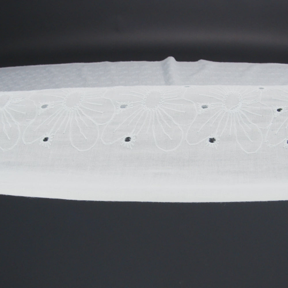 Embroidered Eyelet Cotton Voile - Pale Aqua All-Over Flowers - Naomi Collection