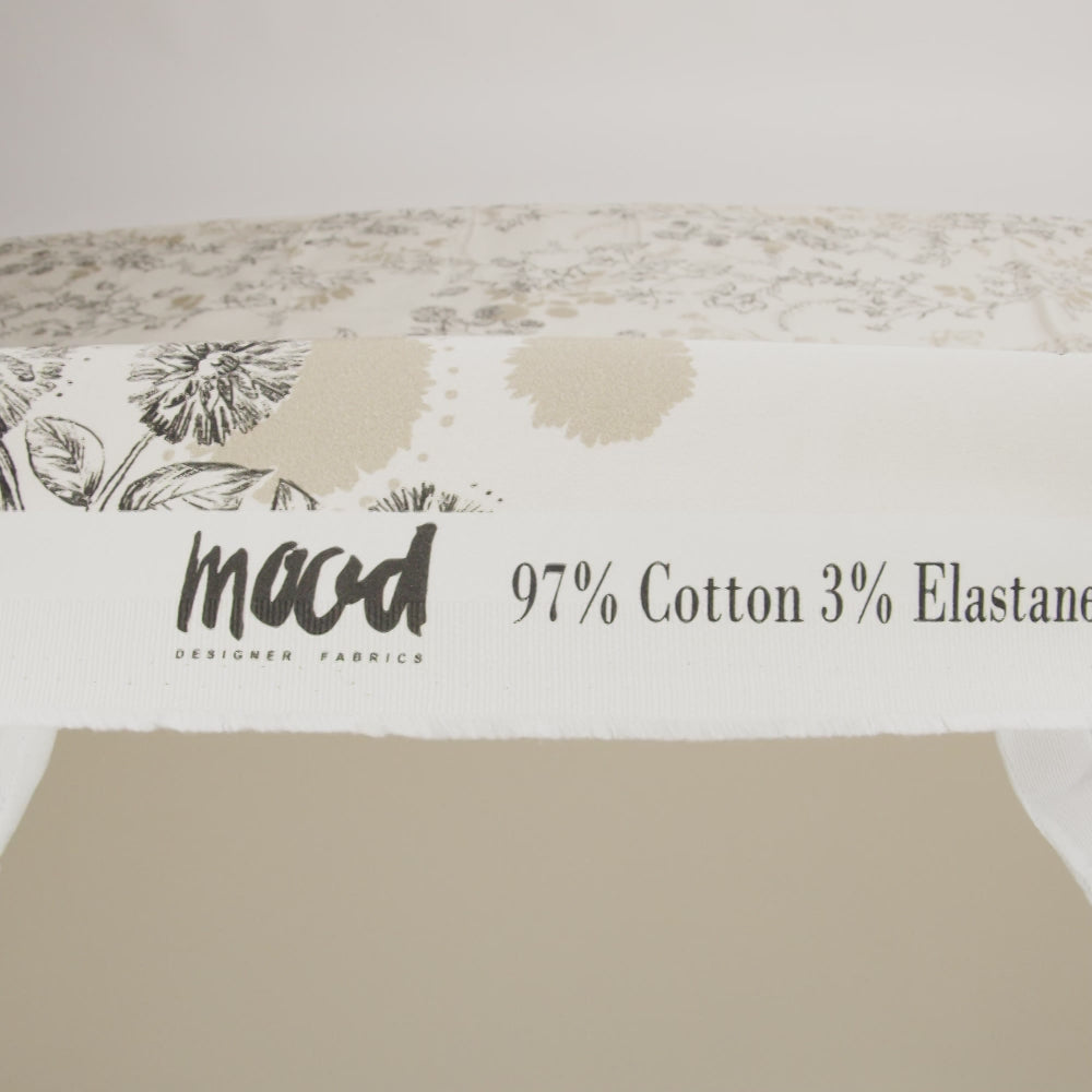 Mood Exclusive Pale Beige Curious Consideration Stretch Cotton Sateen