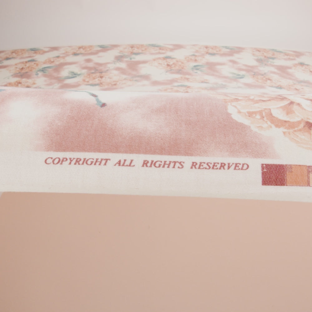 Pink, Orange and Sage Roses and Tie Dye Stretch Polyester and Rayon French Terry - Image 6 of 6