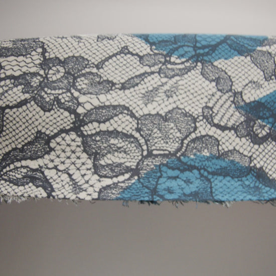 Blue Opal, Teal and Simply Taupe Paisley and Chantilly Lace Printed Polyester Lining