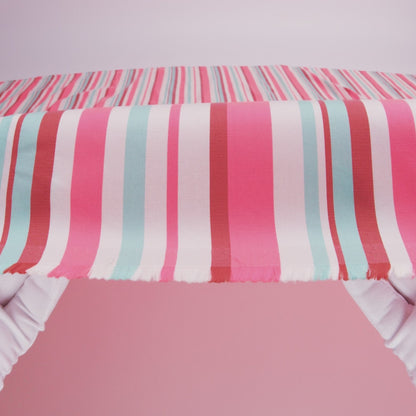 Sea Green and Neon Pink Striped Taffeta