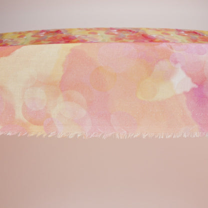 Yellow, Orange and Pink Sunburst Spots Medium Weight Linen Woven