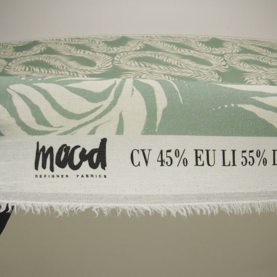 Linen and Rayon Woven - Celadon Green and Cream Flowing Vines - Mood Exclusive Twining Tendrils Print - Image 6 of 6